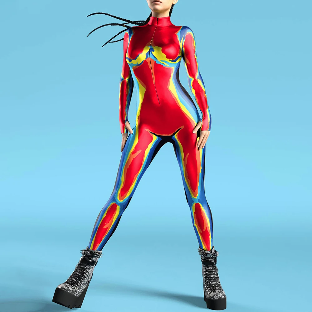 Mono Sexy de Halloween para mujer adulta, traje de Cosplay de fiesta, disfraz de Oufit, traje de escenario con estampado de Tie-dye de Anime, Catsuit