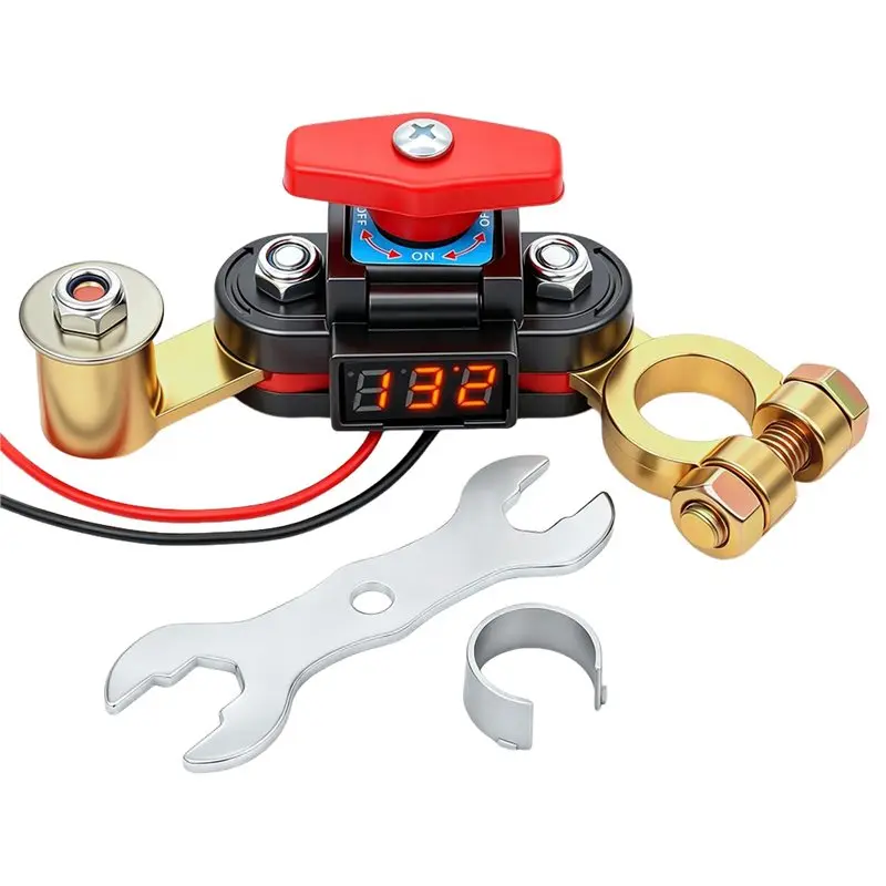 Thickened Pure Copper For Car, Mower, RV& Boat Battery Cut Off Switch- 12/24V, Leak Protection, Rotatable Dual Heads Design-T61C