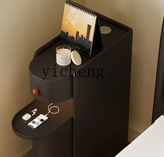 narrow bedside table multi-function wireless charging induction light luxury side cabinet bedroom storage bedside cabinet