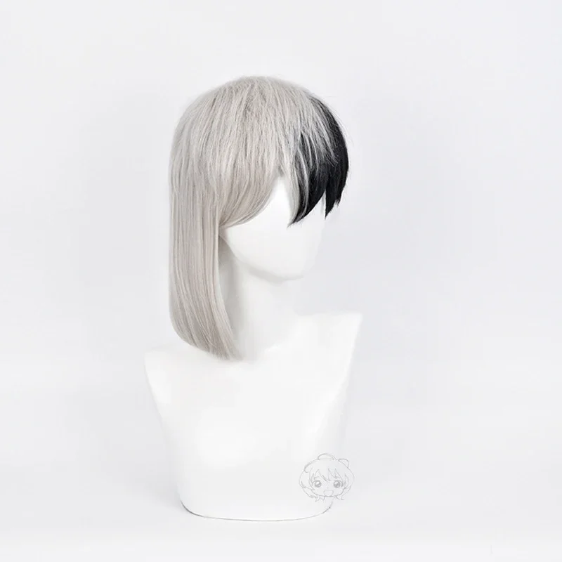 New Arrival Anime Dr.Stone Cosplay Asagiri Gen Black White Costume Wig Heat Resistance Fiber Men's Synthetic Hair + Wig Cap