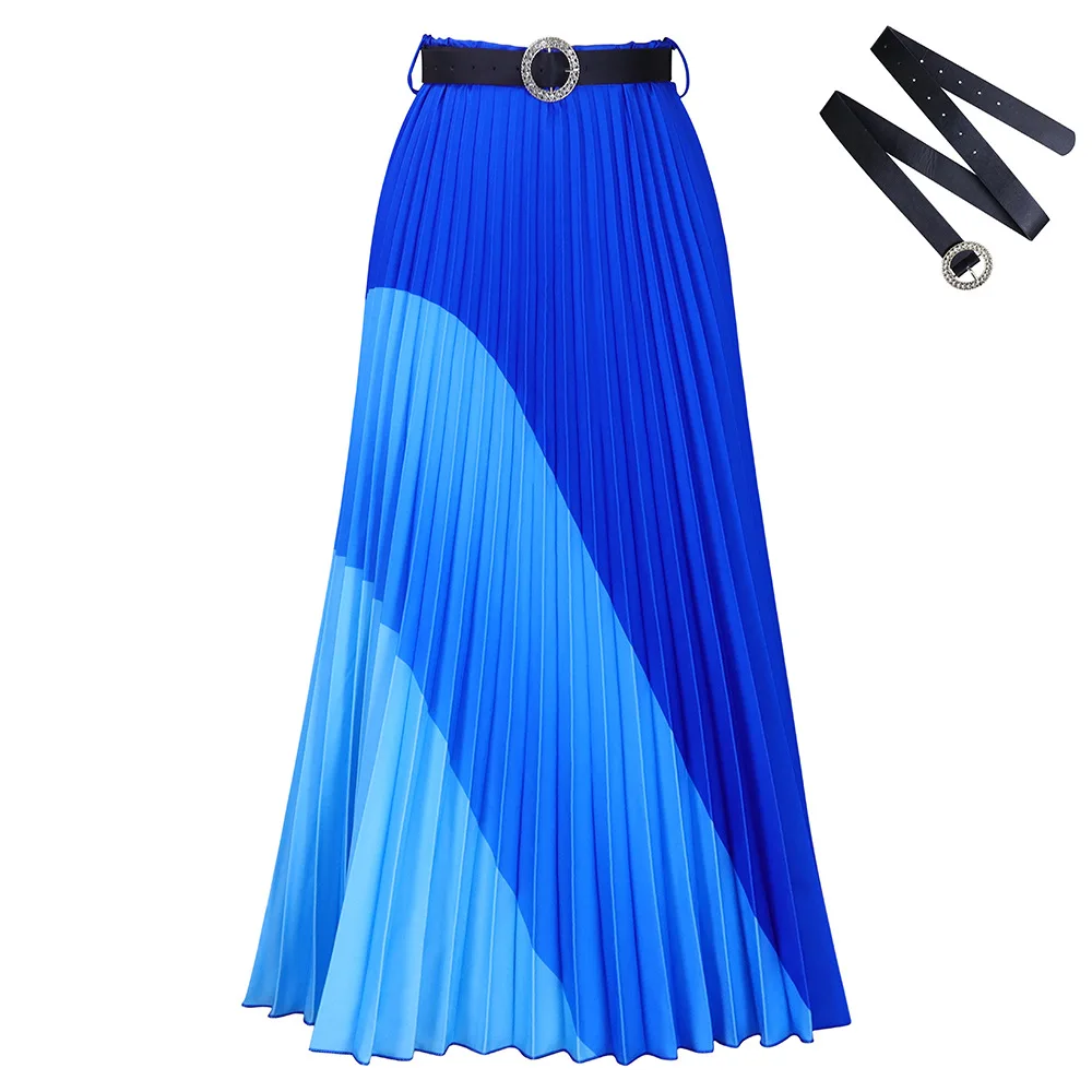 Long Skirt Women's 2024 New Fashionable And Elegant High Waist Stylish Pleated Colored Half Skirt Loose Women's Summer Skirt