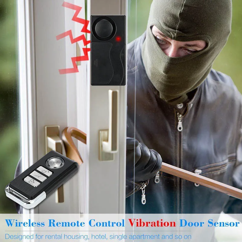Wireless Anti-theft Alarm Loud Waterproof Door Vibration Security Alarm Detector Intelligent Remote Control Three-Dimensional