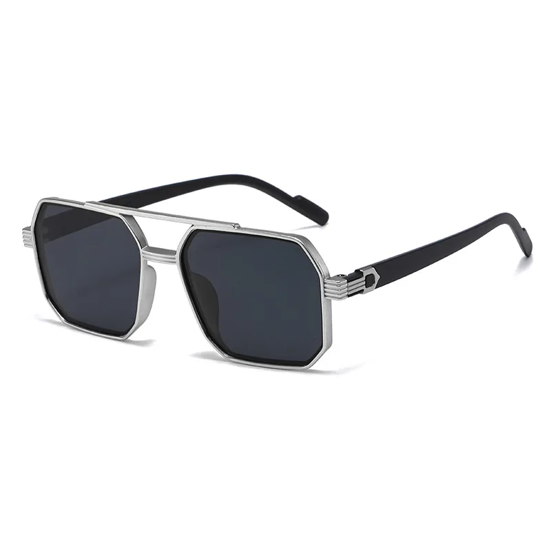 Retro Octagonal Square Sunglasses Men Women Gold Metal Double Bridge Frame UV400 Protection for Travel Streetwear Club Daily Use