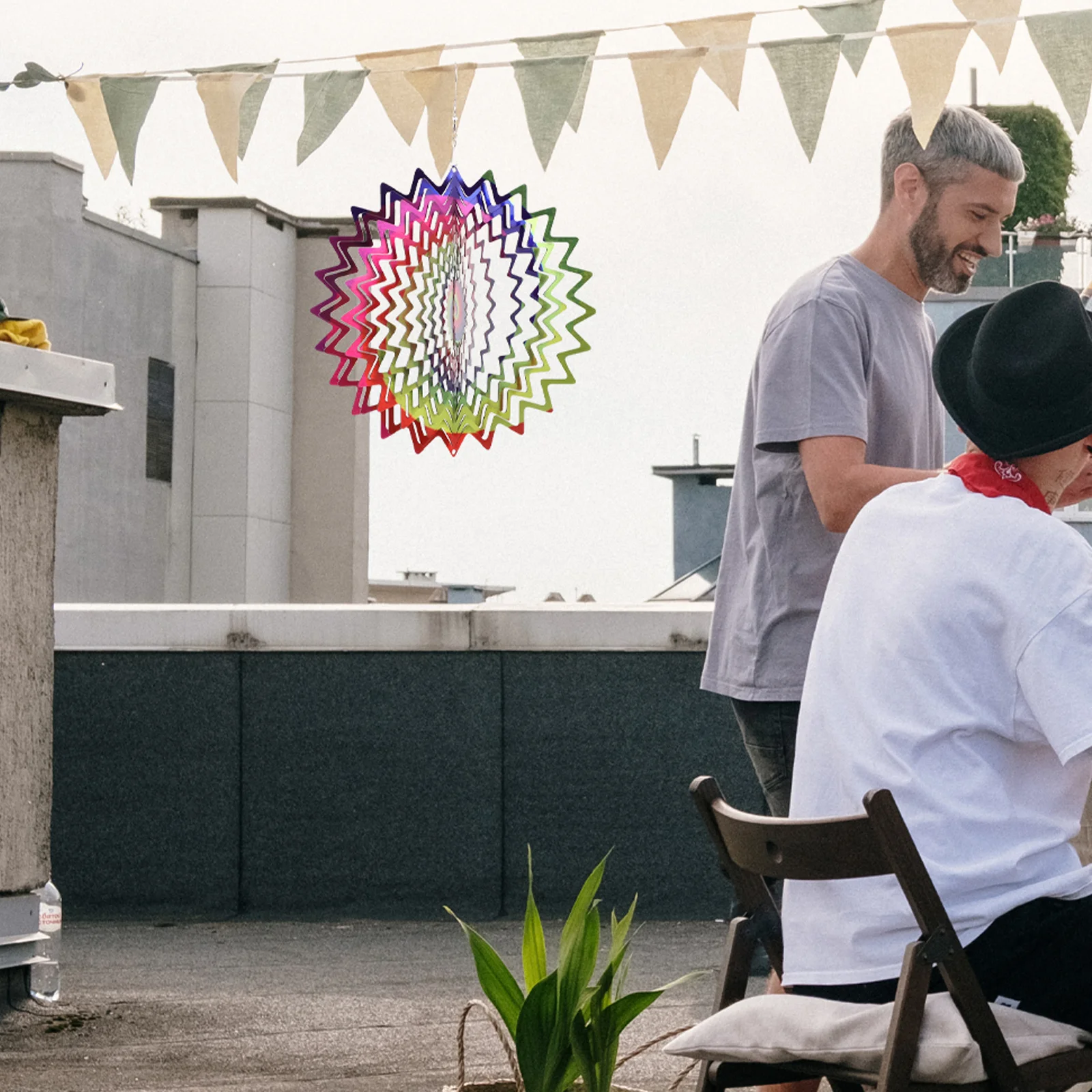 

Stainless Steel 3D Rotating Wind Chime Hanging Decoration for Garden Patio Lawn Outdoor Decor Creative Metal Wind Bell