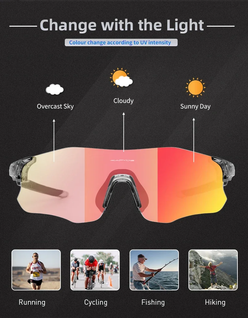 2024 kapvoe rote photo chrome Laufs onnen brille Sport für Männer blaue Marathon-Fahrrad brille Mountainbike-Brille Brille – Detail 3