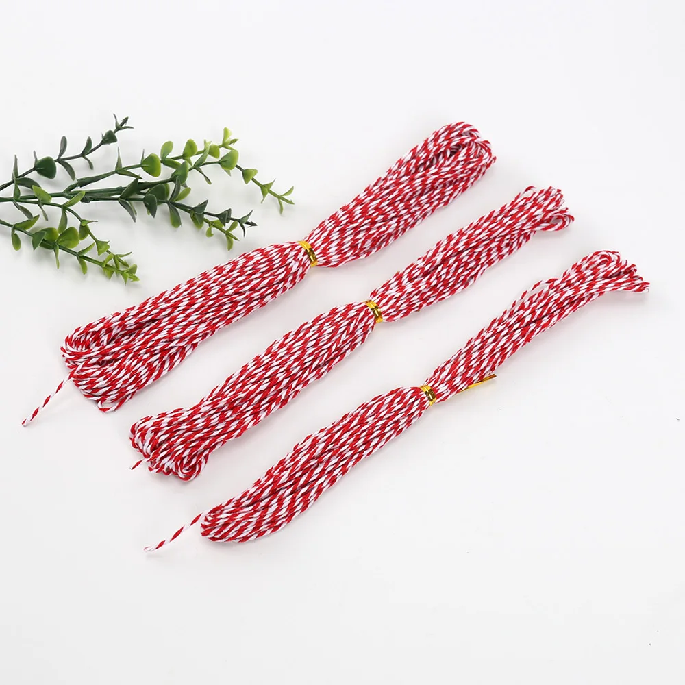10-20m Jute Rope Cotton Strings Red White Twisted Cords Gift Bags Boxes Wrap Ribbon Wedding Birthday Christmas Party Supplies
