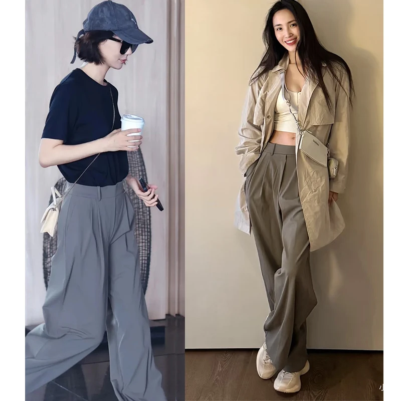 

Женские брюки Selfwill Commuter Godd с высокой талией, прямые, повседневные, драпированные, утягивающие, весна-лето, в разных цветах