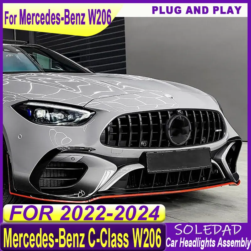 Car LED Head Lamps For Benz C-Class W206 2022 2023 2024 Upgrade Modified LED Car Headlights Dynamic Turn Lamp Car Accessories