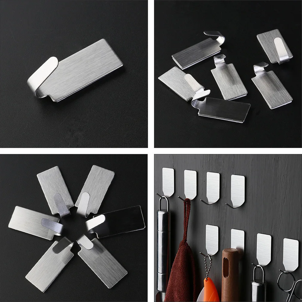 

30pcs Stainless Steel Strong Adhesive Traceless Wall Hanging Hooks Door Back Bathrooms Punch-Free Heavy Duty 3Kg Capacity