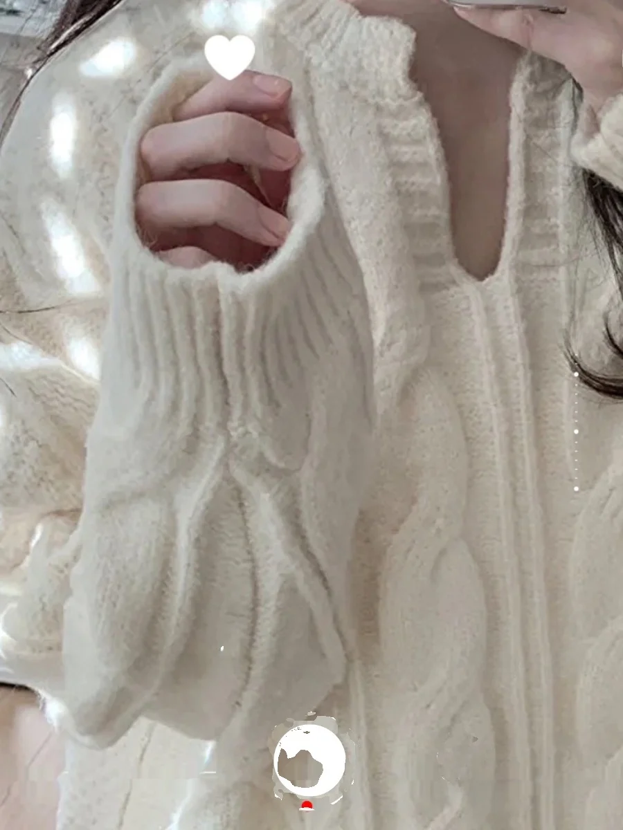 

Вязаный свитер с воротником-сердечком, универсальный дизайн Ele, длинный свек, круглый Ne, обычный, тонкий, осенний, в полоску