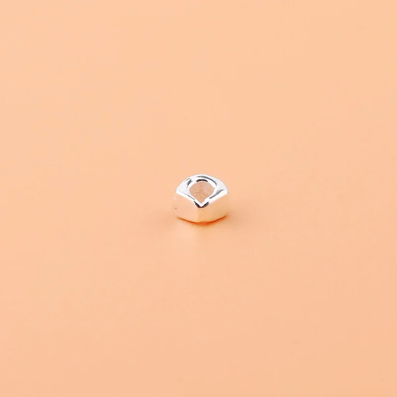 5PCS 925 sterling silver smooth multi-faceted corner square beads separated beads broken silver a few hand string DIY jewelry