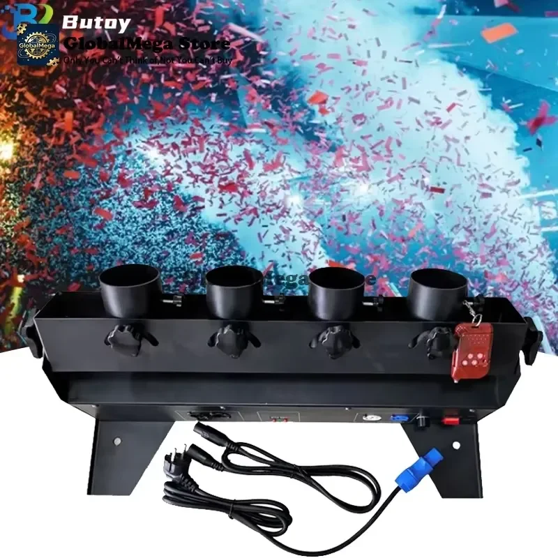 2026 Latest Electric Confetti Cannon for Stage 4 Shot DMX512 Control Wedding Party Salute Paper Streamer Sprayer Launcher