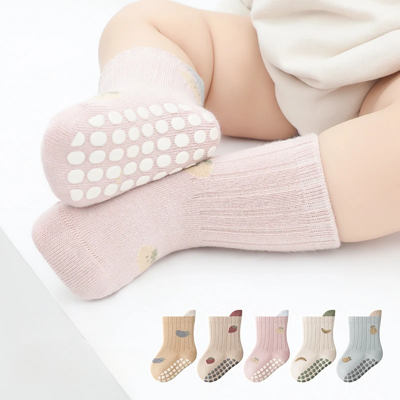 5pcs Children\'s Non-slip Socks Baby Fall Socks Baby Boys and Girls Toddler Socks Early Education Socks Class A Children\'s Socks