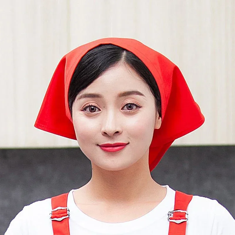 ミルクティーショップウェイター作業帽子レストランケータリングキッチンシェフ帽子ベーカリーレースアップクッキングキャップカフェショップ三角スカーフキャップ