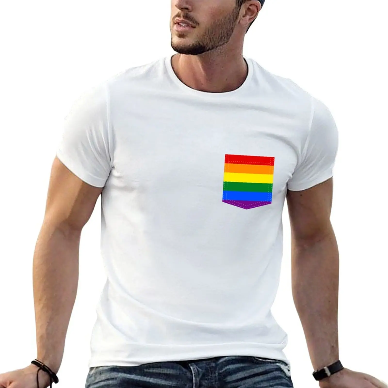 

lgbt+ pride flag pocket T-Shirt black cotton t-shirt plain for man package graphic t shirts for man T-Shirt