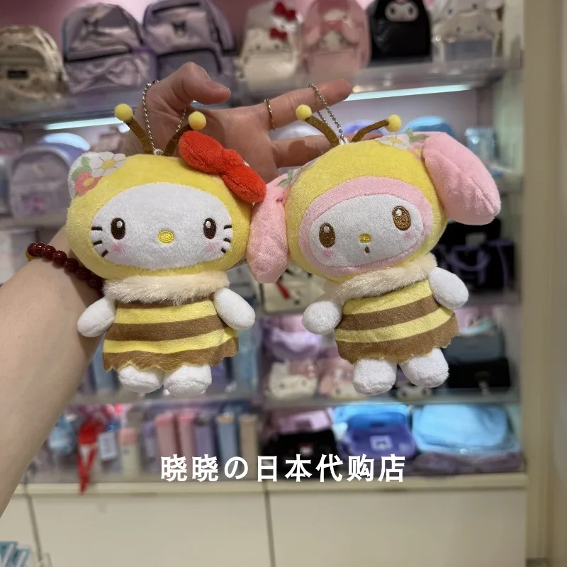 

Original Japanese Sanrio Doll Transform Small Honey Bee Keychain Kitty Kuromi Melody Cinnamoroll Plush Keychain Bag Organizer