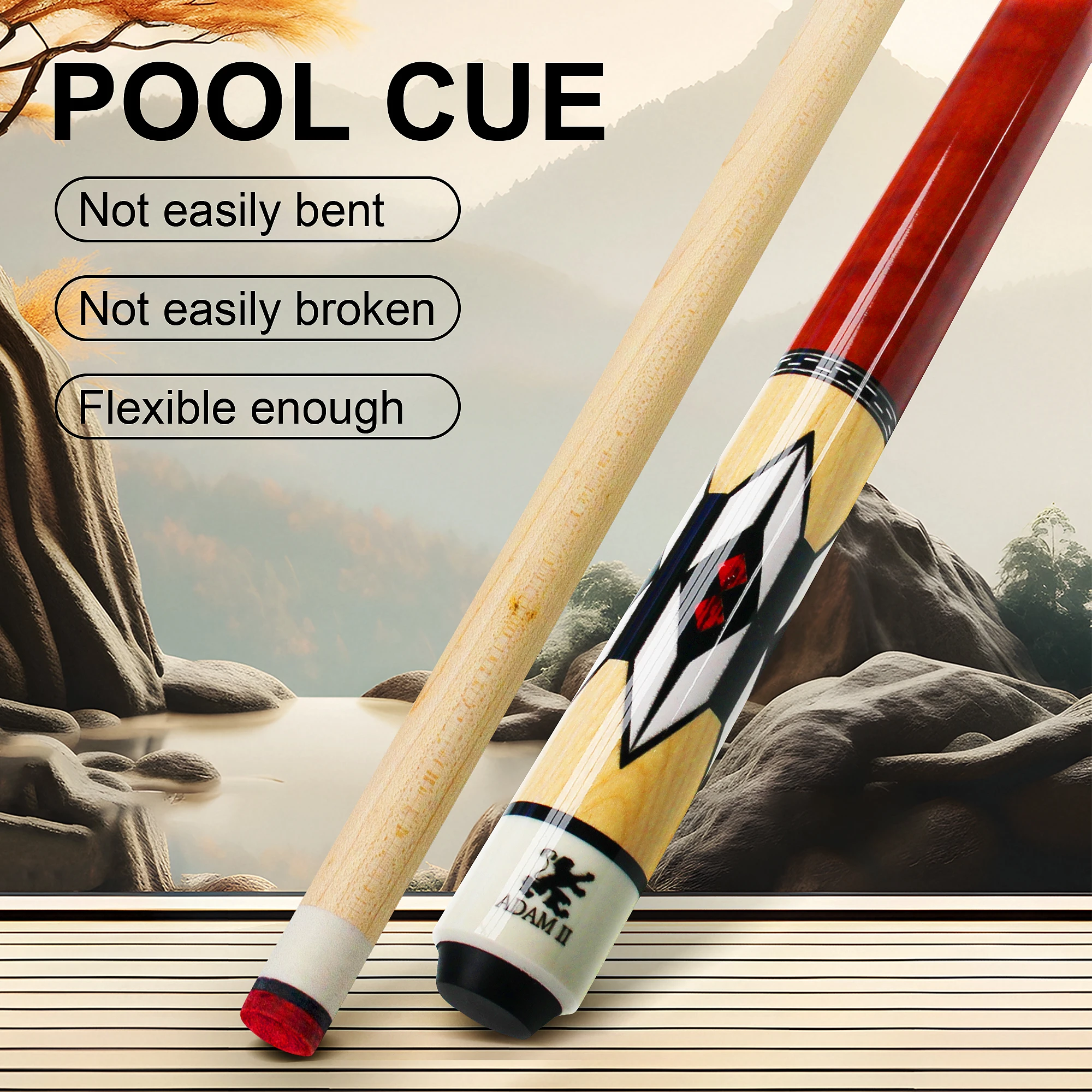 Maple Pool Cue - 13mm Tip 148cm Long Quick Connect, Exquisite Design for American Pool Cue