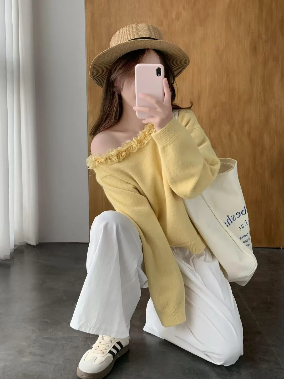 أوائل الخريف واحد الكشكشة الجلد ودية الراقية لينة محبوك سترة الحلو الرغبة النقية Sle أعلى المرأة Faion