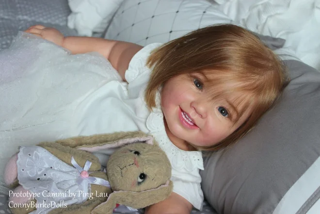 

Cammi Reborn Toddler Vinyl Doll Kit by Ping Lau 28"Rooted Hair Visible Veins