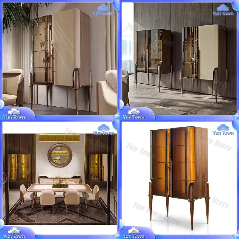 for Italian light luxury glass door wine cabinet for living room wall mounted red wine display cabinet decorative ornament