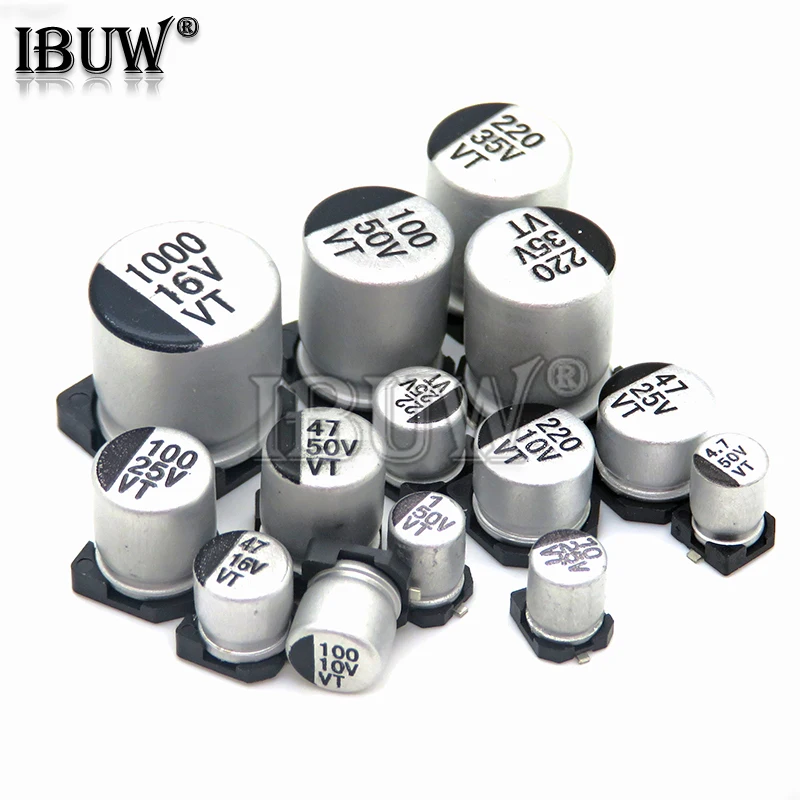 10PCS SMD Kondensator elektrolityczny aluminium 6.3V 10V 16V 25V 35V 50V 1UF 2.2UF 4.7UF 10UF 47UF 100UF 220UF 330UF 470UF 680UF