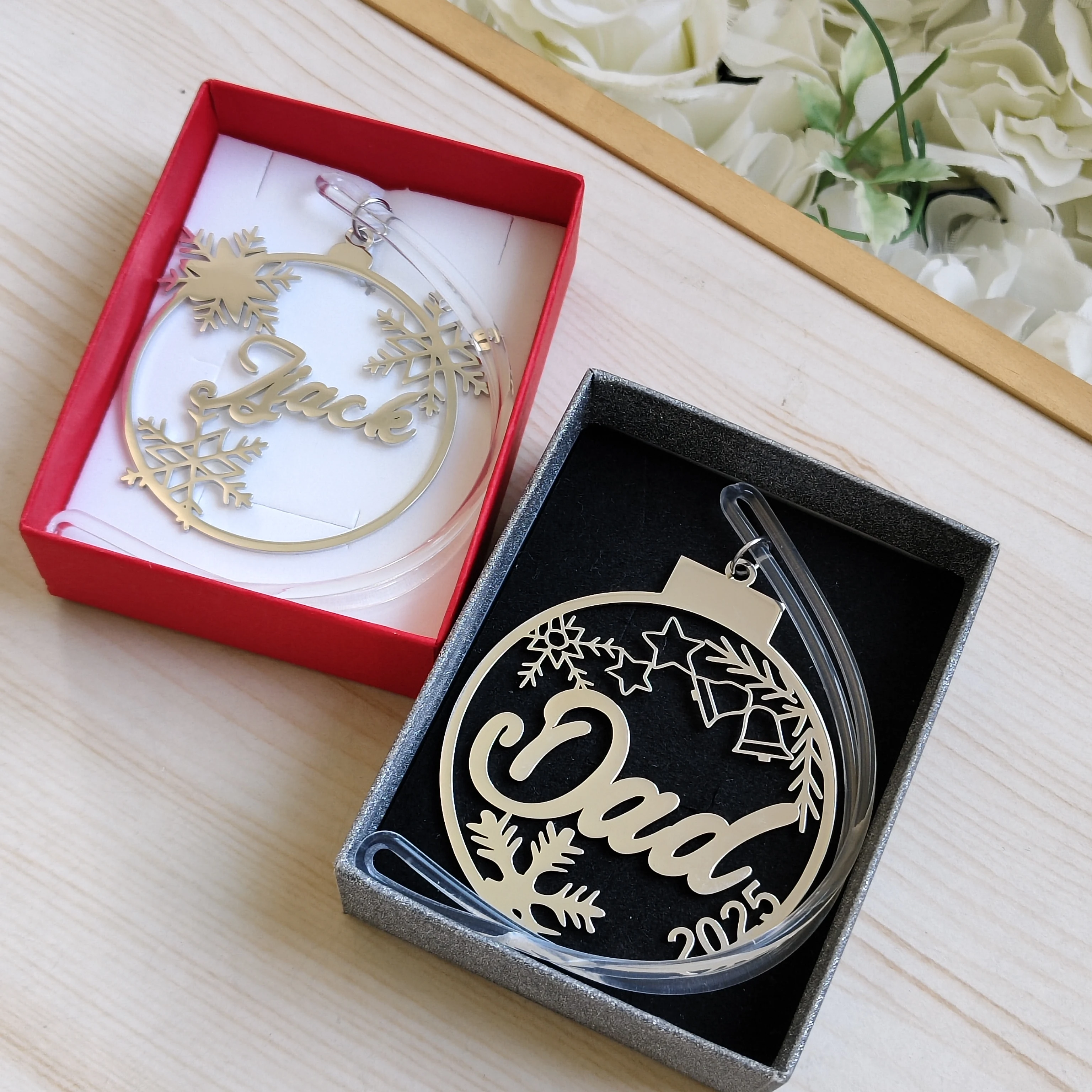 DHQH Groothandel Aangepaste 60mm Naam/Letter Hanger Gepersonaliseerde Letter/Logo Hanger Kerstcadeau Fabrikant Directe Verkoop