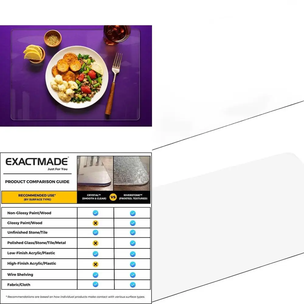 

Set of 8 Clear Vinyl Rectangle Placemats, 14x19 Inches, 2mm Thick, Ideal for Kids, Made in USA