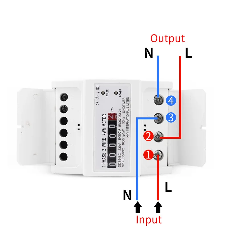 DDS548C AC230V 30-100A Single Phase 2 Wire Digital Wattmeter Electricity Cost Measuring Meter 4P Energy Meter DIN Rail Mount