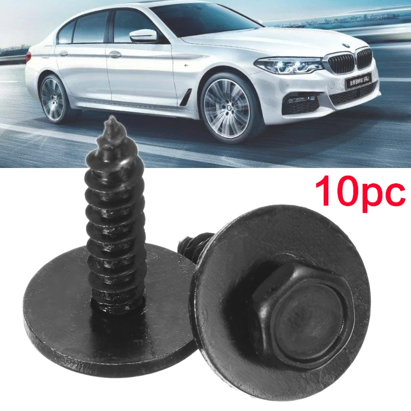 10/20Pcs/Set Self Tapping Tapper Screw And Washer For BMW 4.8 x 19 mm Black 8mm Self Tapping Tapper Screws