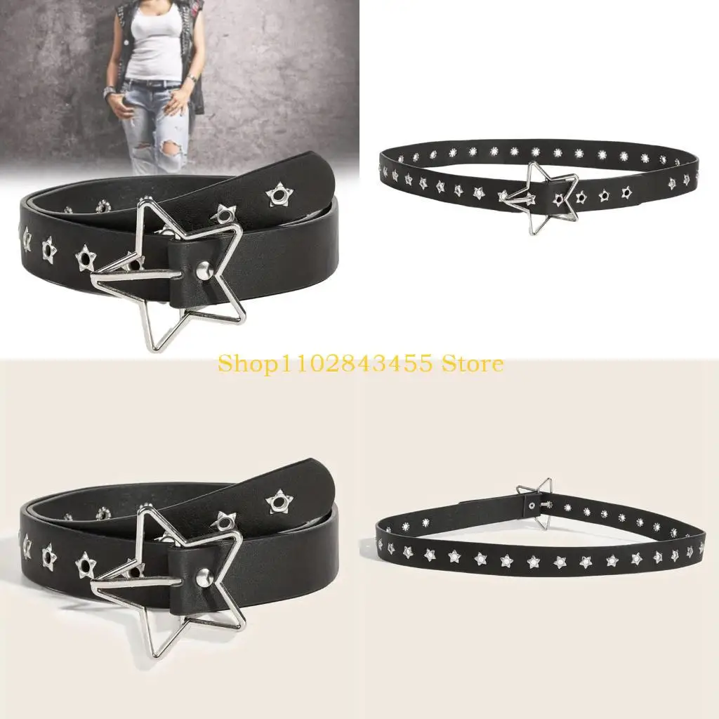 

49MC Регулируемый ремень с полой пряжкой в ​​форме звезды, тонкий пояс, винтажный ремень, популярный женский ремень для девочек,