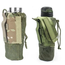 Tactical Multicam FG atacs Molle Water Bottle Pouch Outdoor Cycling Water Bottle Storage Bag Foldable Backpack Mesh Cover Case