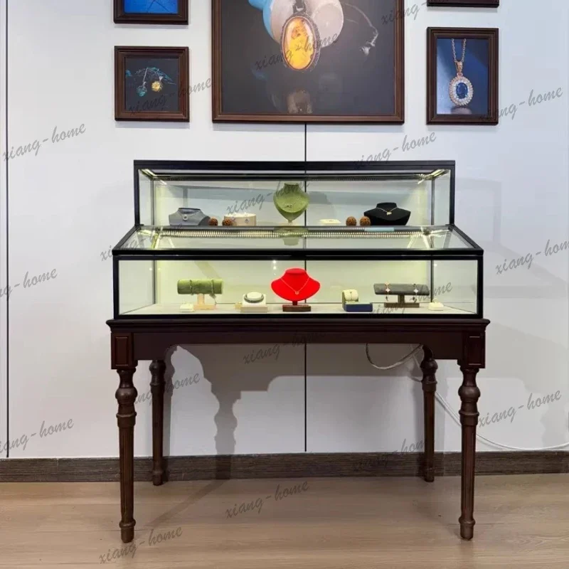 YJ Glass Wrought Jewelry Cabinet Multi-layer Exquisite Jewelry Cabinet Multifunctional Living Room Furniture Schmuckschrank XYZB