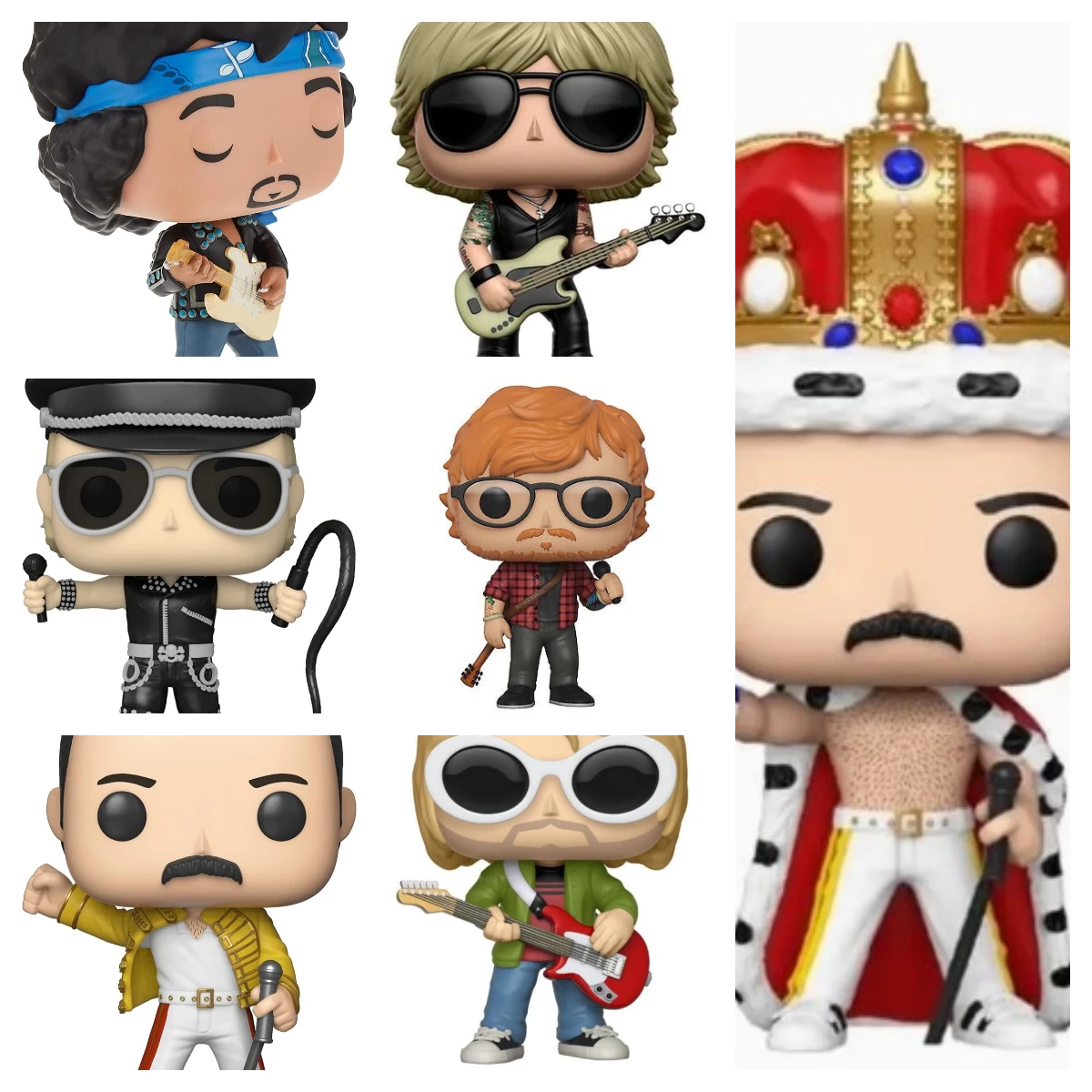 Rocks: Jimi Hendrix Judas Priest Rob Halford Kurt edSheeran Queen Freddie Mercury Wembley Duff McKagan figuras de acción de juguete de vinilo