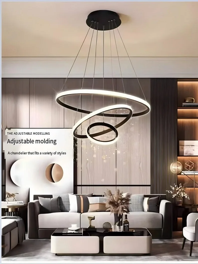 Modern Simple circle chandelier South America 3 Rings LED chandelier Dining room Living Rings LED Chandelier Simple Pendants