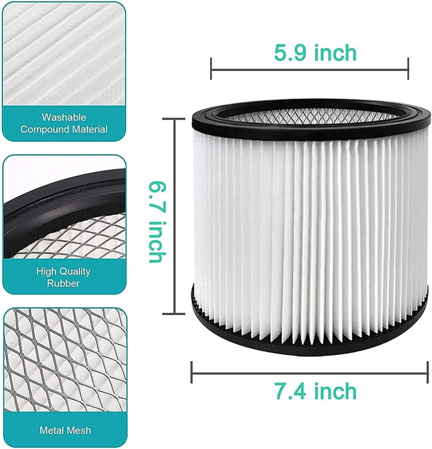 Replacement Filter for Shop Vac Filters 90304 90333 90350 Fits Most Shop-Vac Wet/Dry Vaccuums 5 Gallon and Above