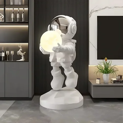 Grande sculpture d'astronome sur pied, décoration de salon, statue d'intérieur pour la maison