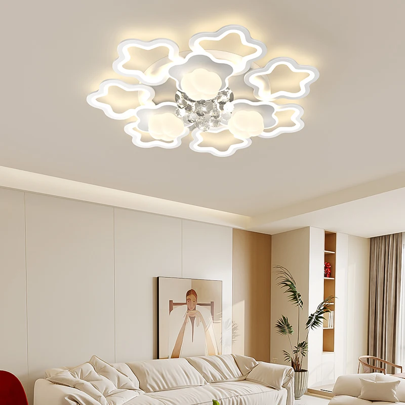 Simple Modern Full Spectrum Living Room Chandeliers Crystal Lamp LED Ceiling Lamp Bedroom Lamp Atmospheric Home Restaurant Lamp