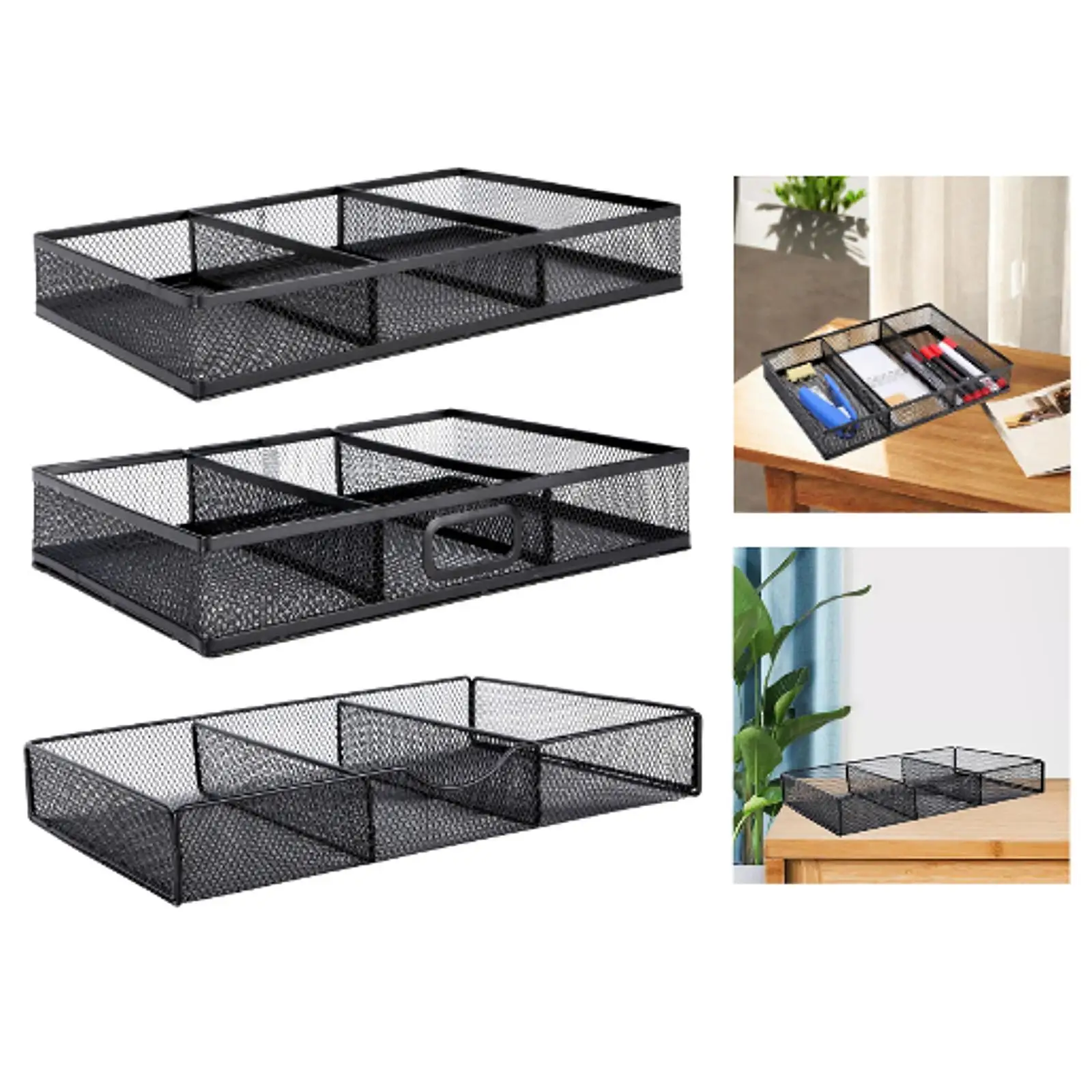 Desk Drawer Organizer Tray Versatile Organizer Convenient Simple Metal Portable Storage Box Mesh Desk Storage Tray for Home Desk