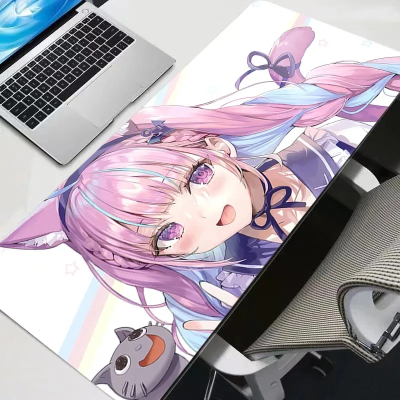 Настольный коврик Hololive Minato Aqua Gamer Коврики для мыши ПК Коврик для мыши Офисные настольные коврики Большой коврик для мыши Нескользящие коврики для мыши для компьютера XXL