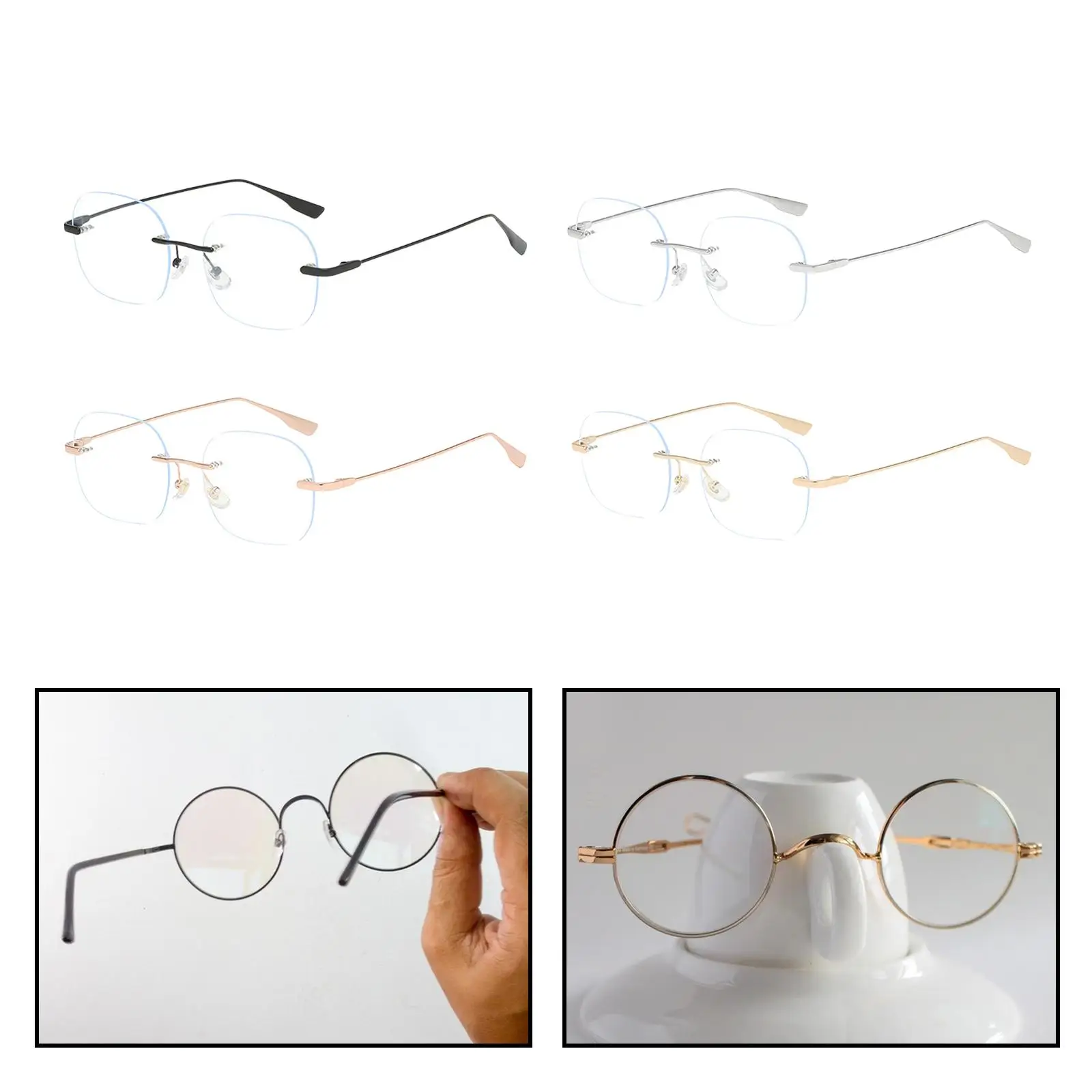 Lunettes légères sans cadre pour hommes et femmes, lunettes confortables, anti-lumière bleue, lunettes pour adultes, ordinateur, vacances