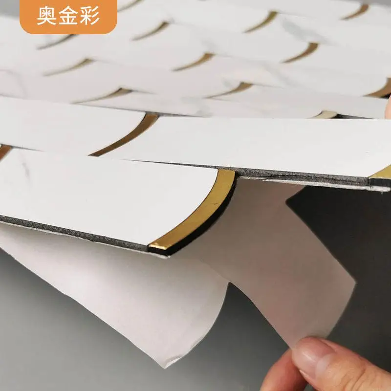 30x30cm 3D Metal Aluminum-plastic Mosaic Marble-pattern Waterproof White Self-adhesive Wall Sticker Background Wall Decoration