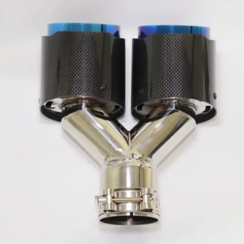 1PC Purpl Dual Exhaust Tip Car Accessorie Glossy Carbon Fiber Double Exhaust System Muffler Tailpipe Exhaust Nozzle forUniversal