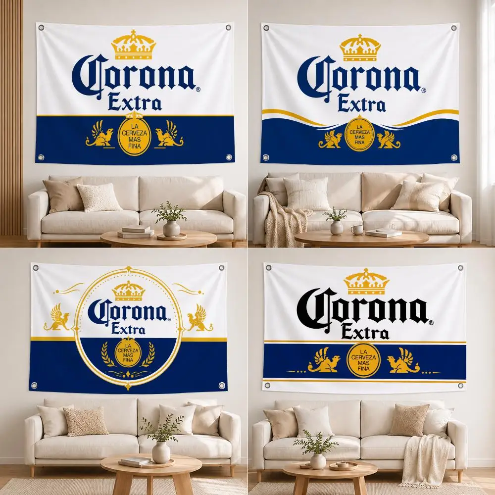 Beer Brand Corona Flags Home Yard Garden Wall Hanging Flag Indoor Outdoor Banner Decor for Patio Backdrop Art