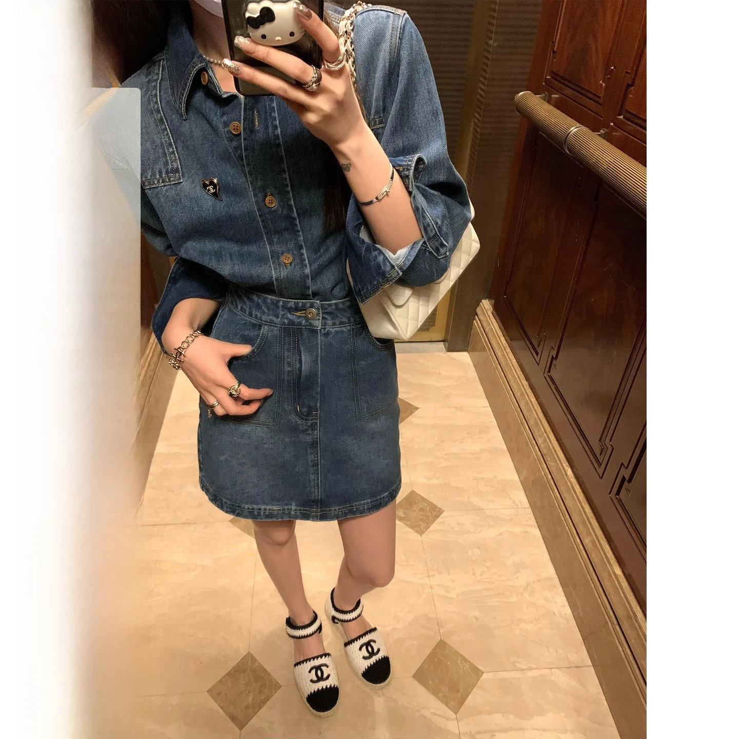 

YUYUREAL: Модный джинсовый комплект для девушек, новинка ранней осени, повседневный комплект из двух предметов с юбкой, хлопковый материал