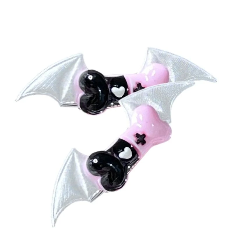 N5KE Kidcore Bone Bot Bat Wing Hair Clip Excorate Clip Halloween Accessory