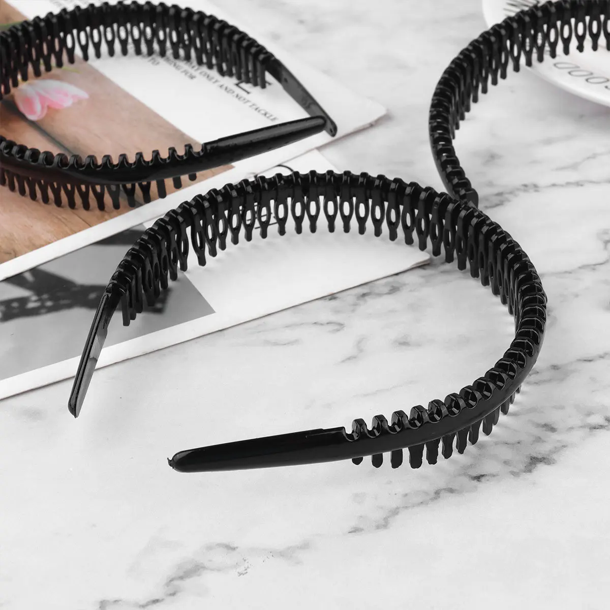 

10Pcs Non-Slip Teeth Comb Headbands Unisex Stylish Hair Accessory for Sports Daily Use Hard Headband Black Headbands