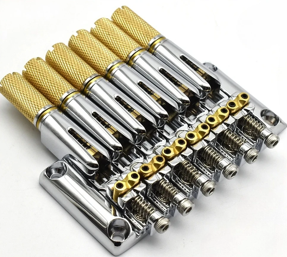 

Brass Headless Guitar Bridges for 6 Strings Electric Guitar Headless Guitar Parts Chrome