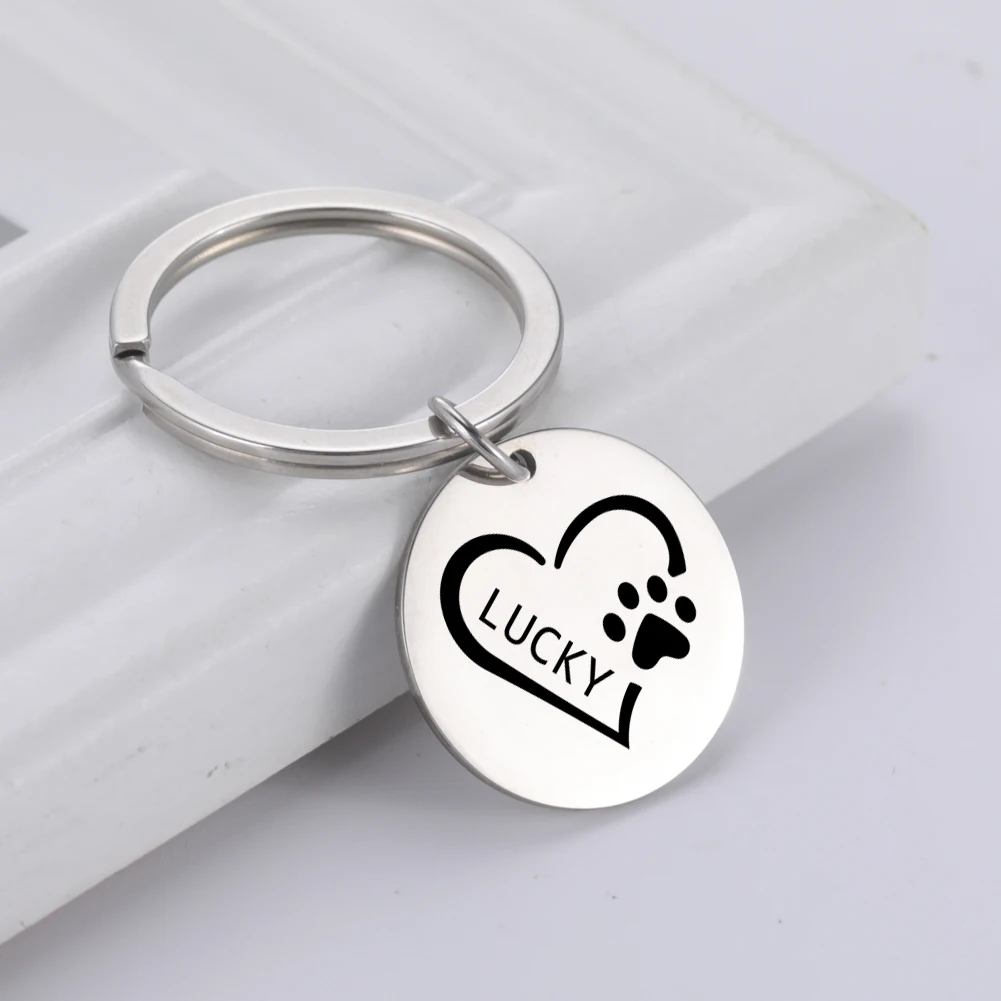 Fishhook Dog ID Tag Personalized Keychain Custom Name Key Ring Phone Number Address Pet Stainless Steel Jewelry Animal Anti-lost