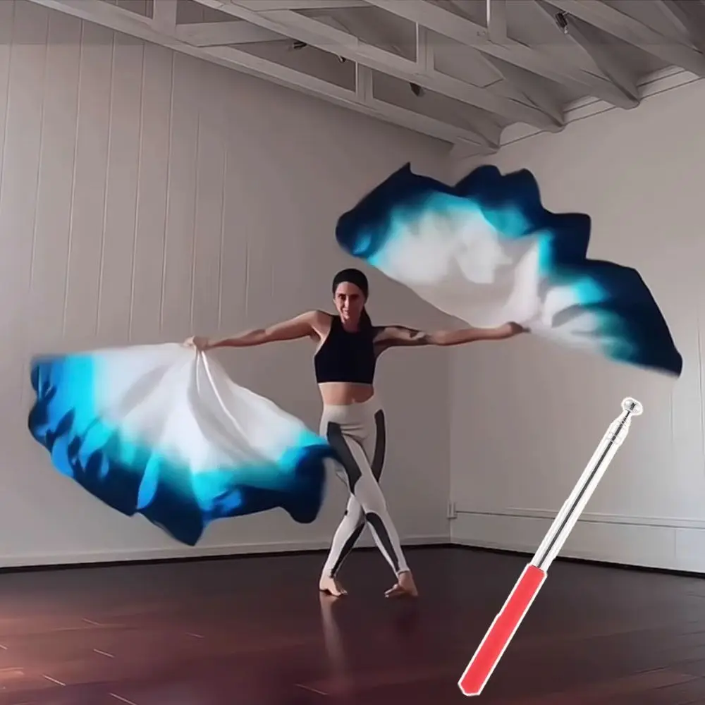 

with Telescopic Sticks Belly Dance Accessories Props Scalable Rods Lightweight Rectangle Flags Portable Multicolor
