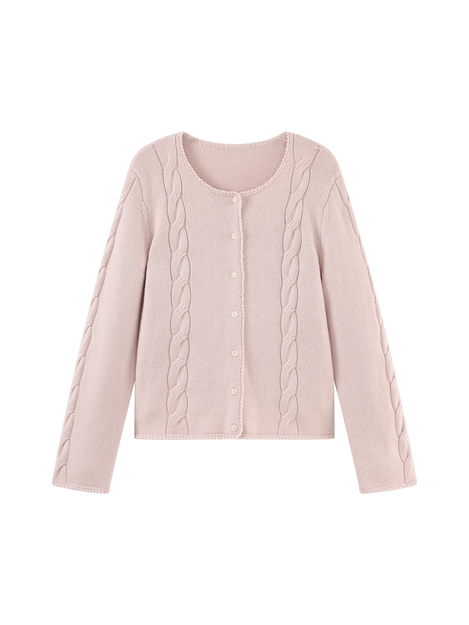 Sweet Knit Soft Round Neck Cable Cardigan Women’s Slim Warm Sweater Coat Autumn Casual Elegant Fashion Outerwear Top Layering